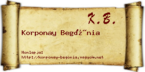 Korponay Begónia névjegykártya